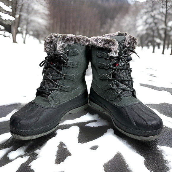 Propet Lumi Boots Womens Size 8.5 4E Suede Faux Fur Thinsulate Water Resistant - Picture 1 of 8
